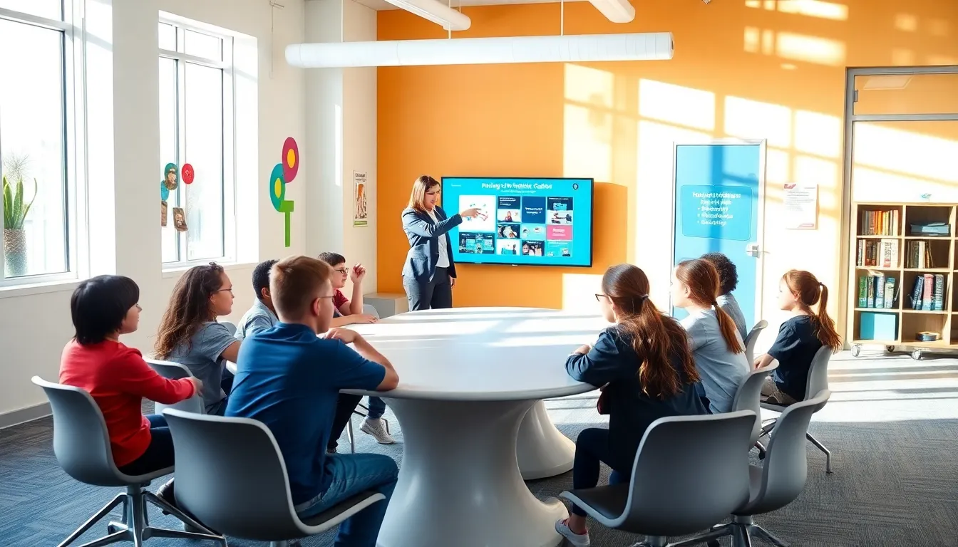 students collaborating in a vibrant alternative education center.